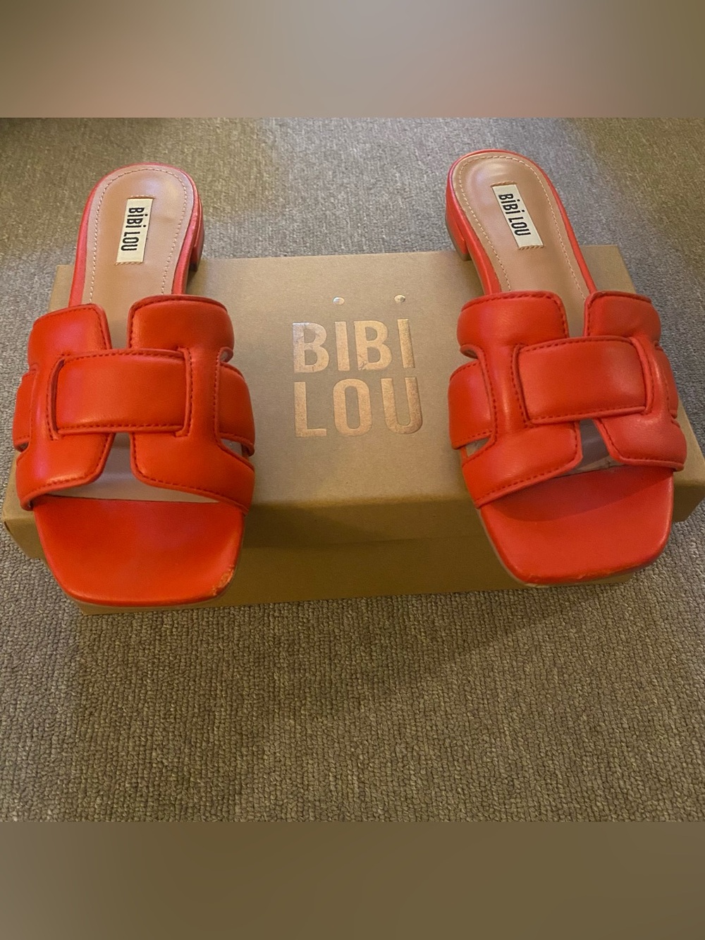 Bibi Lou Holly Flats Leather Open Toe Sandals Burnt Orange Red Slide 7 EU 37 - Picture 15 of 16